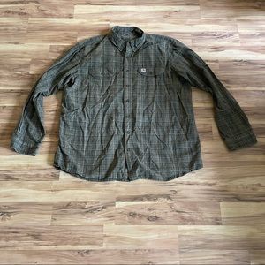 Carhartt Men's Button-down Shirt Long-sleeve Green Gray 2XLT XXLT
